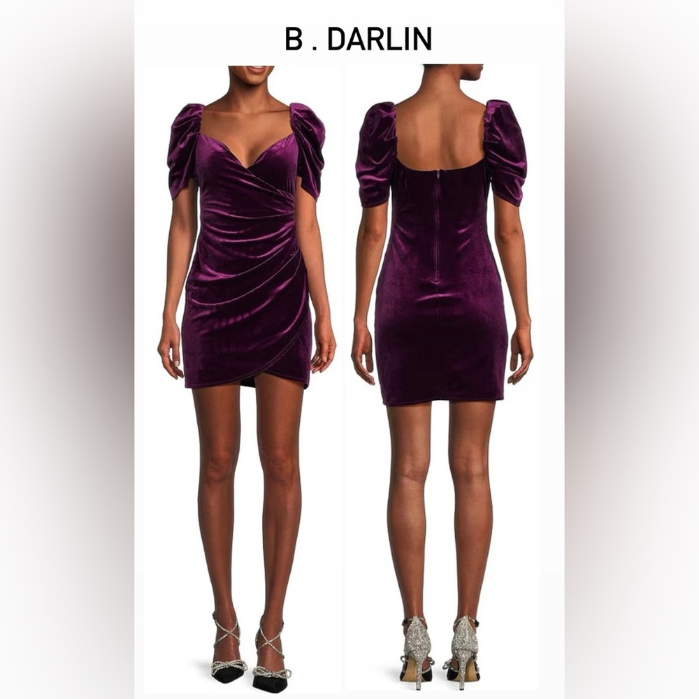 B. Darlin
Ruched Puff-Sleeve Tulip-Hem Velvet Dress Size 11/12